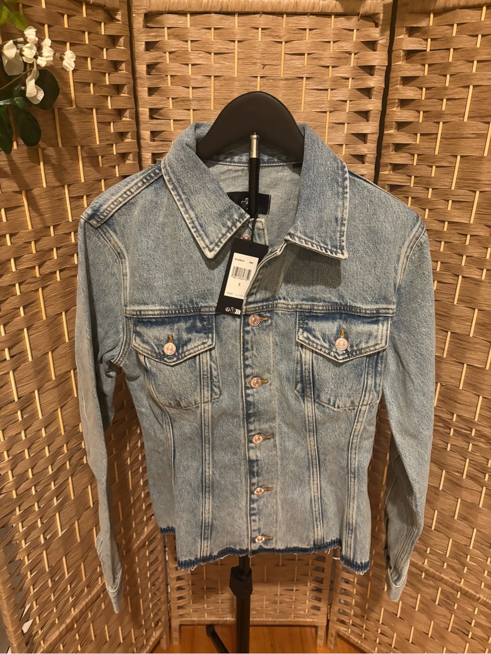 7 For All Mankind Light Blue Washed Denim Jacket